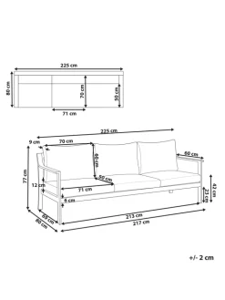 Beliani Gartenmöbel<Gartensofa KIATO in Grau - (W) 225 x (H) 77 x (L) 80 cm