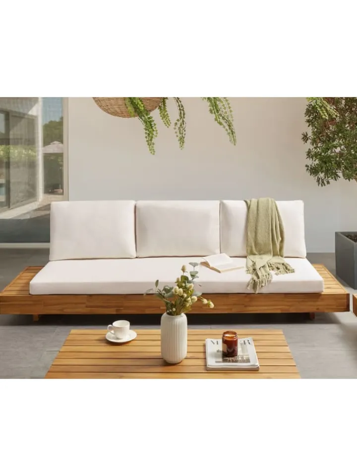Beliani Gartenmöbel<Gartensofa MARETTIMO in Braun/Weiß - (W) 230 x (H) 70 x (L) 68 cm
