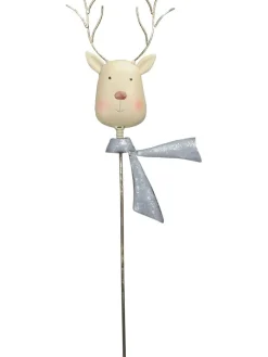 POSIWIO Gartendekoration|Gartendekoration<Gartenstab "Elchkopf" in Creme/ Hellblau - (B)27 x (H)87,5 cm