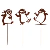 UNUS Gartendekoration<Gartenstecker Pinguine, Lustige Gartendeko aus Metall in Braun