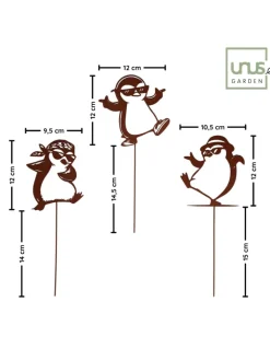 UNUS Gartendekoration<Gartenstecker Pinguine, Lustige Gartendeko aus Metall in Braun