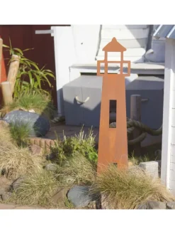 UNUS Gartendekoration<Gartenstecker Rost Leuchtturm in Braun