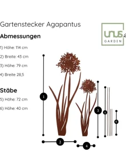 UNUS Gartendekoration<Gartenstecker Stecker Agapanthus 2er Set in Braun