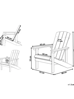 Beliani Gartenmöbel<Gartenstuhl ADIRONDACK in Gelb - (W) 75 x (H) 88 x (L) 88 cm