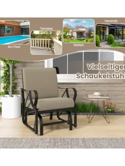 COSTWAY Gartenmöbel<Gartenstuhl mit Schaukelfunktion in Braun