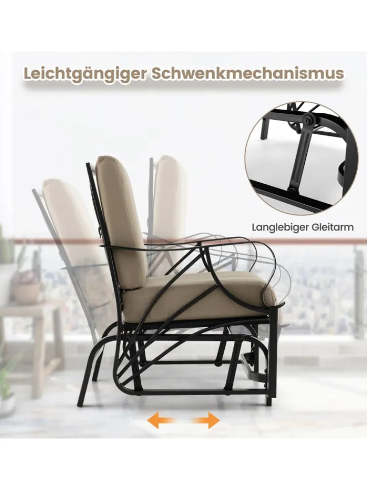 COSTWAY Gartenmöbel<Gartenstuhl mit Schaukelfunktion in Braun