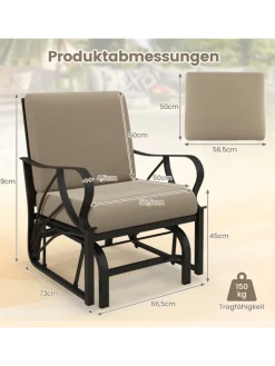 COSTWAY Gartenmöbel<Gartenstuhl mit Schaukelfunktion in Braun
