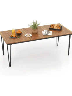 COSTWAY Gartenmöbel<Gartentisch Akazienholz 200cm in Braun