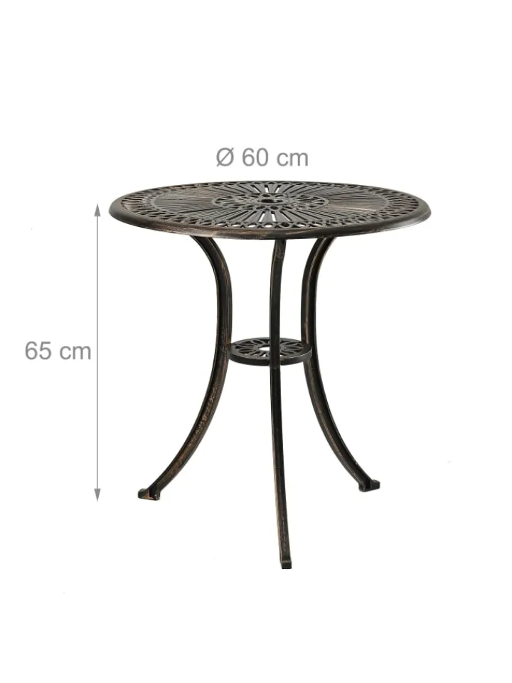 relaxdays Gartenmöbel<Gartentisch in Schwarz/ Bronze - (H)65 x Ø 60 cm