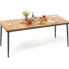 COSTWAY Gartenmöbel<Gartentisch mit Schirmloch 200x90cm in Braun