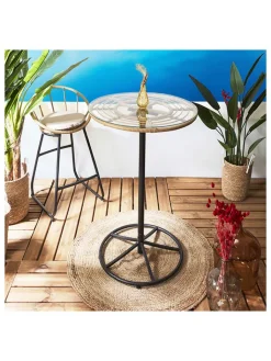 Garden Spirit Gartenmöbel<Gartentisch "Surabay" in Natur/ Schwarz - (H)100 x Ø 65 cm
