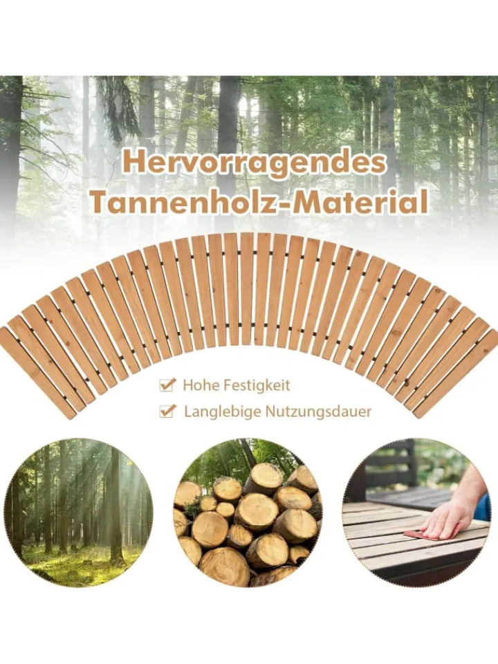COSTWAY Gartendekoration<Gartenweg Holz ausrollbar 216x43cm in Beige