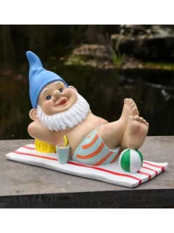 MARELIDA Gartendekoration<Gartenzwerg BERT im Urlaub liegend Gartenfigur H: 17,5cm in bunt