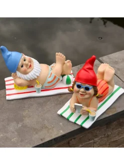 MARELIDA Gartendekoration<Gartenzwerg BERT im Urlaub liegend Gartenfigur H: 17,5cm in bunt