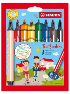 STABILO Büro- & Schulbedarf<Gefederte Dreikant-Filzstifte " Trio Scribbi" - 8 Stück
