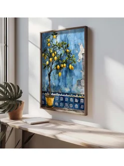 ABERTO DESIGN Wanddekoration<Gerahmter Holzkunstdruck - (L)70 x (B)50 cm