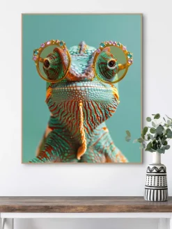 Orangewallz Wanddekoration<Gerahmter Kunstdruck "Karma Chameleon"