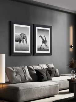 Ars Longa Wanddekoration<Gerahmter Kunstdruck "Running Giraffes" - (L)70 x (B)50 cm
