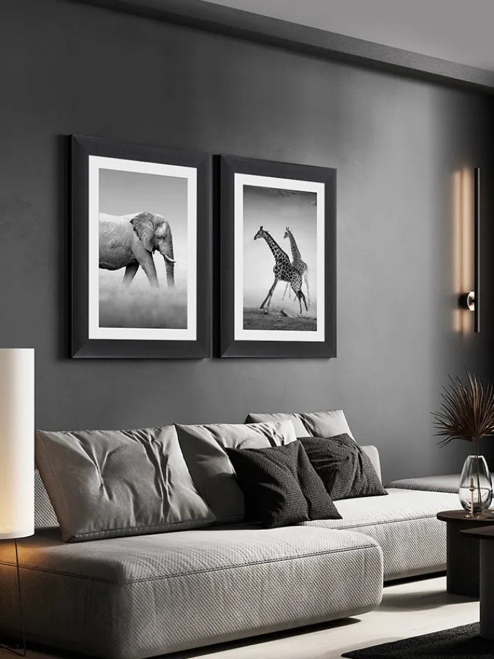 Ars Longa Wanddekoration<Gerahmter Kunstdruck "Running Giraffes" - (L)70 x (B)50 cm