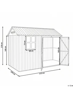Beliani Pflanzen & Zubehör<Gerätehaus mit Holzunterstand NOCCIANO in Braun/Grau