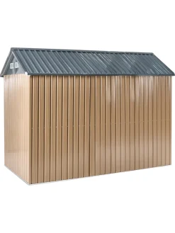 Beliani Pflanzen & Zubehör<Gerätehaus mit Holzunterstand NOCCIANO in Braun/Grau