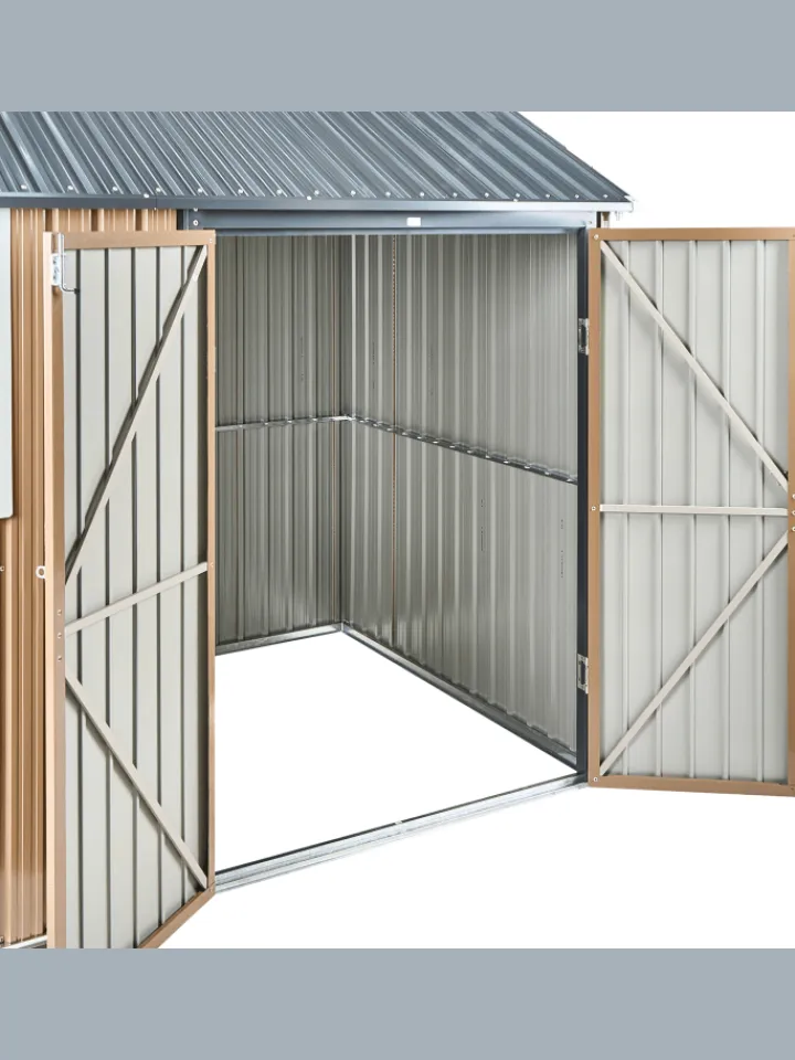Beliani Pflanzen & Zubehör<Gerätehaus mit Holzunterstand NOCCIANO in Braun/Grau