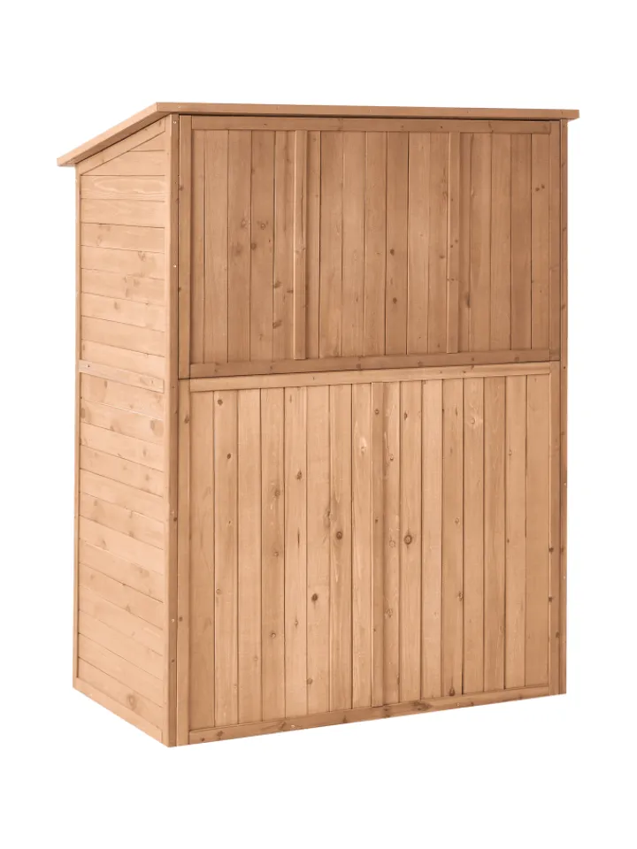 Beliani Pflanzen & Zubehör<Gerätehaus mit Holzunterstand TOFFIA in Braun - (W) 127 x (H) 160 x (L) 66 cm