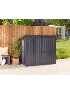Beliani Pflanzen & Zubehör<Gerätehaus mit Holzunterstand MOENA in Grau - (W) 158 x (H) 134 x (L) 96 cm