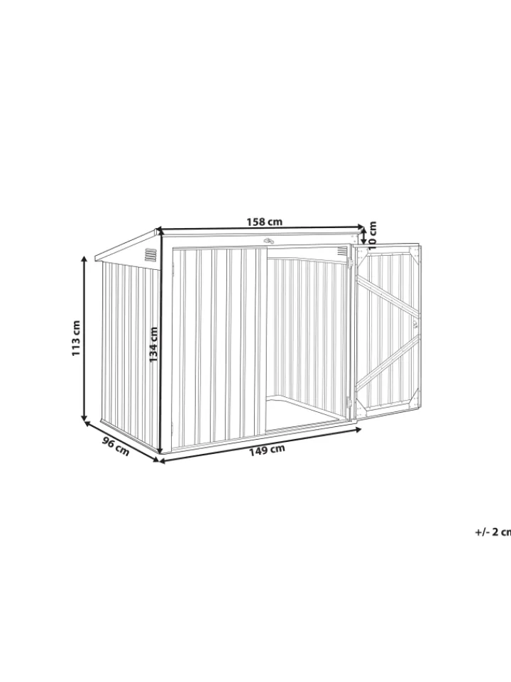 Beliani Pflanzen & Zubehör<Gerätehaus mit Holzunterstand MOENA in Grau - (W) 158 x (H) 134 x (L) 96 cm