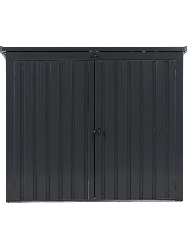 Beliani Pflanzen & Zubehör<Gerätehaus mit Holzunterstand MOENA in Grau - (W) 158 x (H) 134 x (L) 96 cm