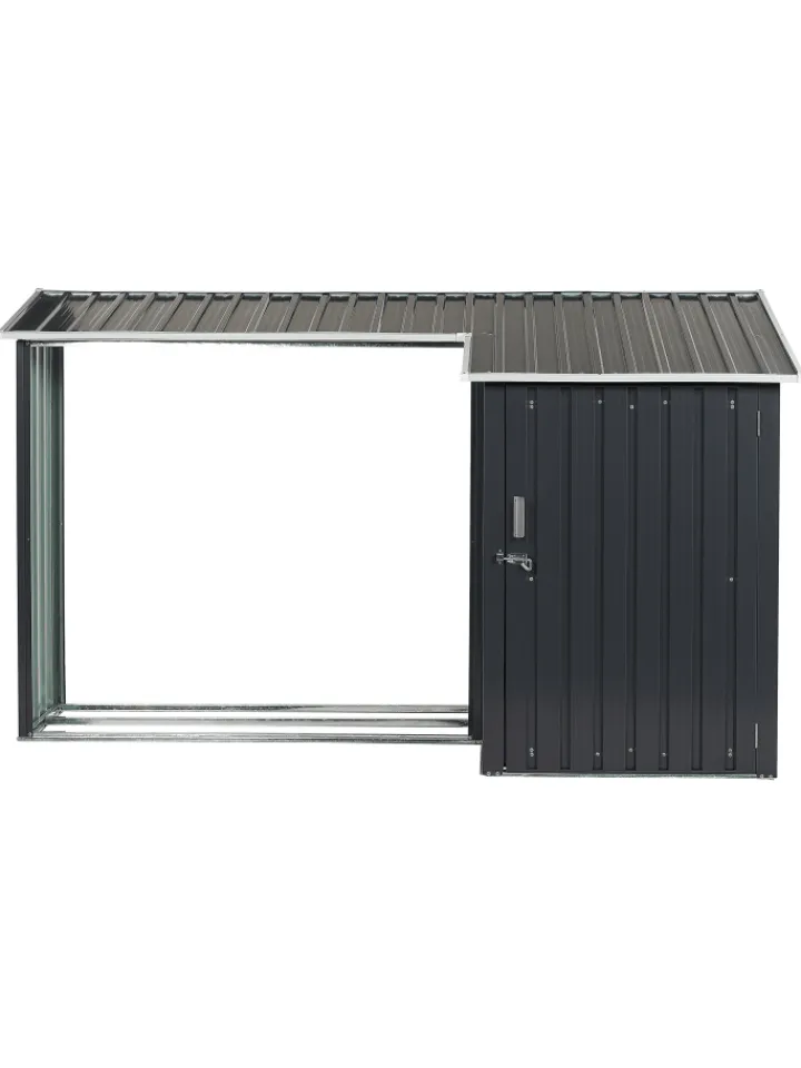 Beliani Pflanzen & Zubehör<Gerätehaus mit Holzunterstand AOSTA in Grau - (W) 270 x (H) 158 x (L) 105 cm