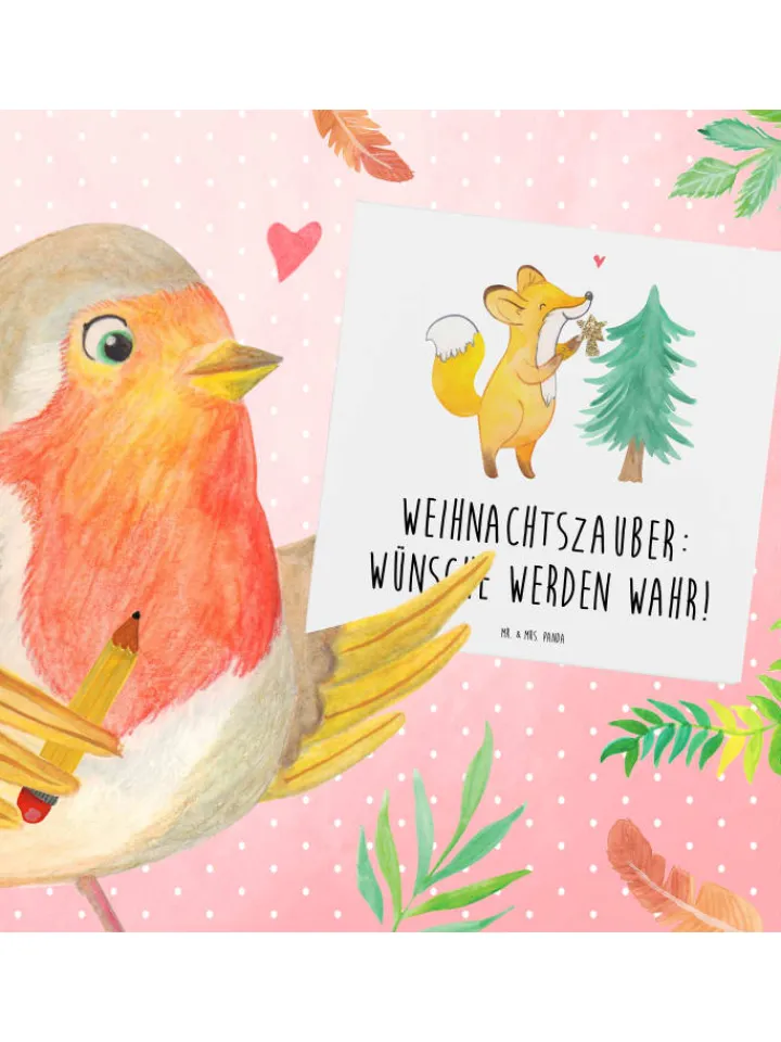 Mr. & Mrs. Panda Sonstige Gutscheine<Geschenk Gutschein Weihnachtszauber mit Spruch in Weiß