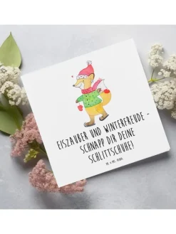 Mr. & Mrs. Panda Sonstige Gutscheine<Geschenkkarte Winter Schlittschuhlaufen mit Spruch in Weiß
