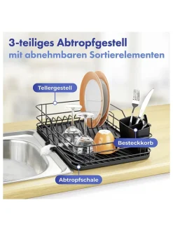 Wenko Weitere Haushaltshelfer<Geschirrständer in Schwarz - (B)43 x (H)10 x (T)31 cm