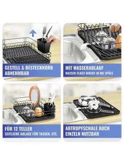 Wenko Weitere Haushaltshelfer<Geschirrständer in Schwarz - (B)43 x (H)10 x (T)31 cm