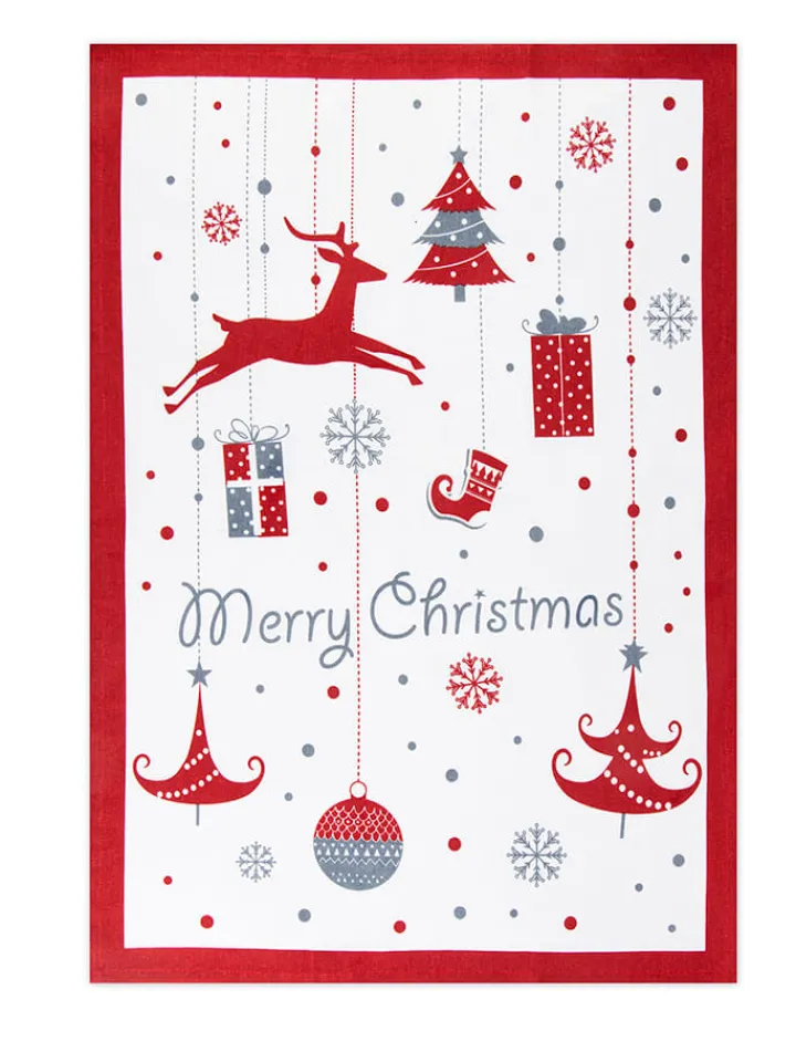 Trendy Kitchen by EXCÉLSA Küchentextilien<Geschirrtuch "Merry Christmas" in Weiß/ Rot - (L)70 x (B)50 cm