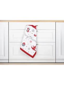 Trendy Kitchen by EXCÉLSA Küchentextilien<Geschirrtuch "Merry Christmas" in Weiß/ Rot - (L)70 x (B)50 cm