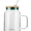 Vialli Design Gedeckter Tisch<Glas mit Trinkhalm in Grün - 600 ml