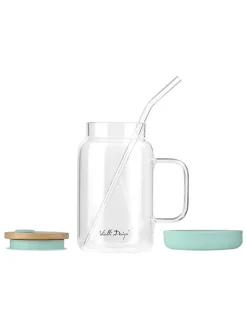 Vialli Design Gedeckter Tisch<Glas mit Trinkhalm in Hellblau - 600 ml
