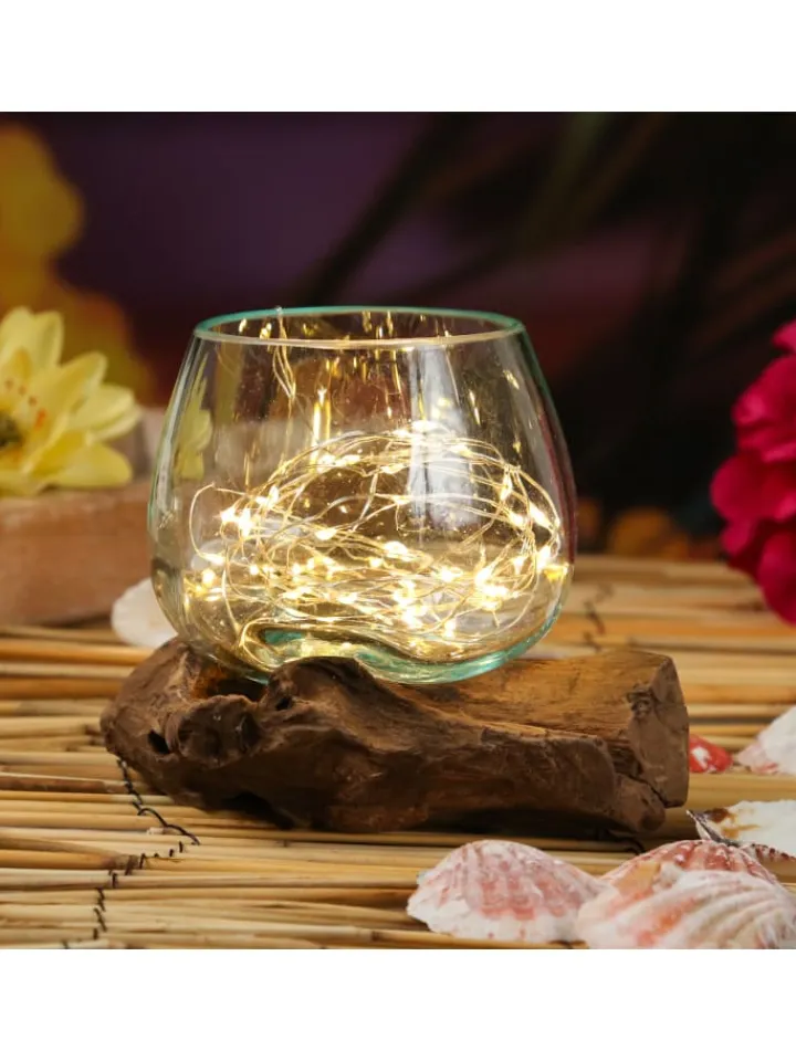 MARELIDA Dekoschalen<Glasschale Dekoschale Wurzelholz Unikat D: 14cm in natur