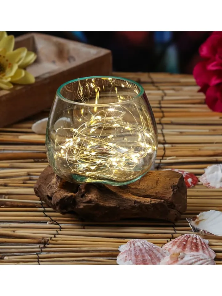MARELIDA Dekoschalen<Glasschale Dekoschale Wurzelholz Unikat D: 14cm in natur
