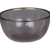 Chic Antique Dekoschalen<Glasschale mit Goldrand in Grau | Gold