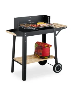 relaxdays Grillen<Grill in Schwarz - (B)86 x (H)80,5 x (T)42 cm