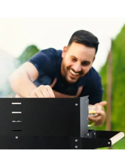 relaxdays Grillen<Grill in Schwarz - (B)86 x (H)80,5 x (T)42 cm