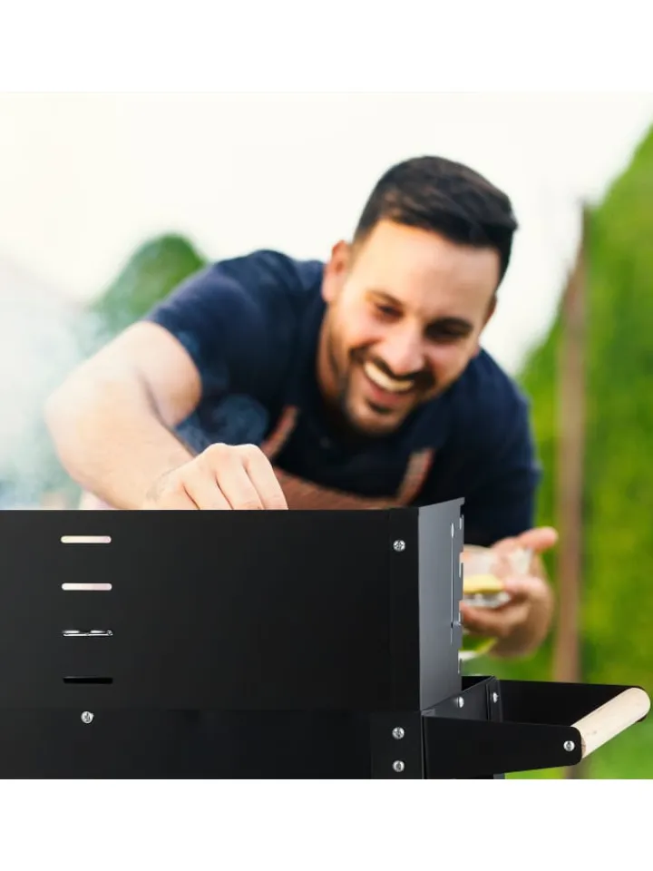 relaxdays Grillen<Grill in Schwarz - (B)86 x (H)80,5 x (T)42 cm