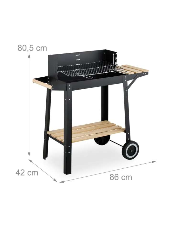 relaxdays Grillen<Grill in Schwarz - (B)86 x (H)80,5 x (T)42 cm