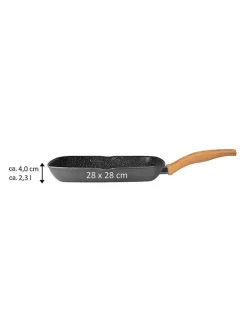 Stoneline Kochgeschirr<Grillpfanne ''Back to Nature'' in Schwarz - (L)28 x (B)28 cm