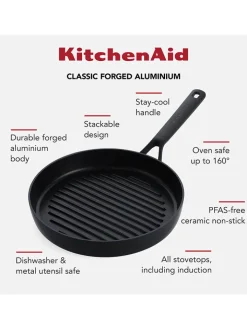 KitchenAid Kochgeschirr<Grillpfanne "Classic Forged" in Schwarz - Ø 28 cm