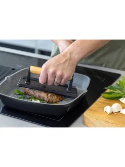 MasterClass Grillen<Grillpresse in Schwarz/ Hellbraun - (L)21 x (B)11 cm