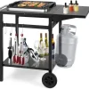 COSTWAY Grillen<Grilltisch mit Tischplatte klappbar in Schwarz